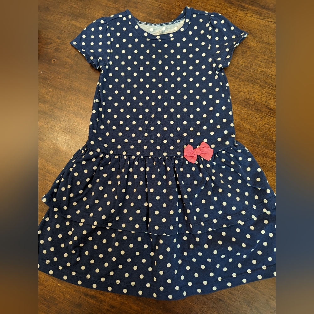 Carter's Simple Joys, ruffle dress, navy blue, size 5